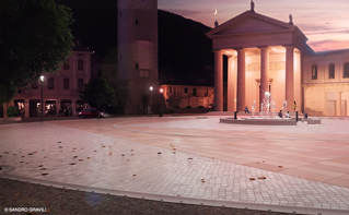 Perspective view of Piazza Marconi, Valdobbiadene, a competition project by Sandro Gravili