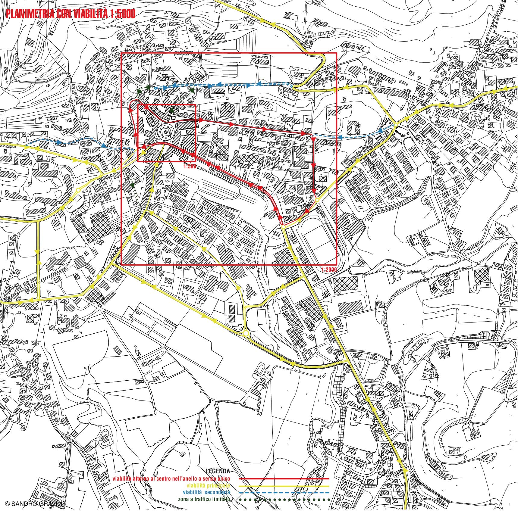 plan of Valdobbiadene 1:5000, study of the viability, project of competition by Sandro Gravili